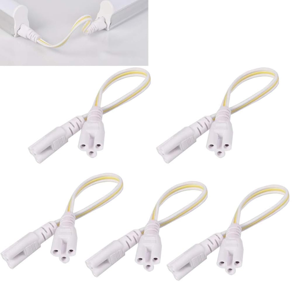 3-Pin T5 T8 LED Lamp Lighting Cable - Double End Connection Cable for LED Tubes - Connecting Cable for Fluorescent Lamps - Storage Cabinet & Carpenters Ceiling Tube Cable - Accessory Cable (20CM)