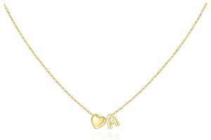 M MOOHAM Christmas Gifts for Women Girls - 14K Gold Plated Heart Initial Necklaces for Women Kids Jewelry Christmas Birthday Gifts Stocking Stuffers for Teen Girls