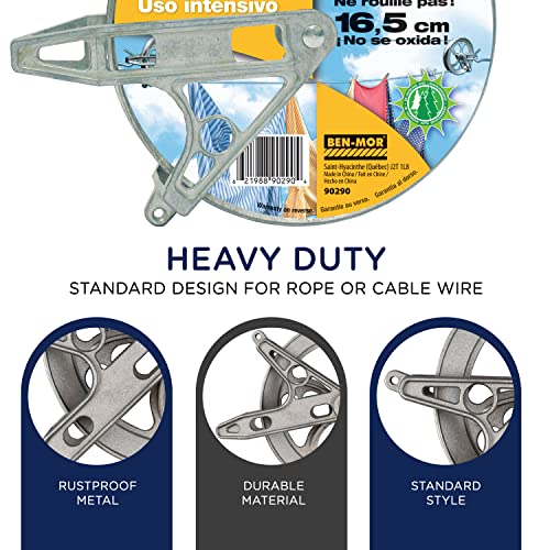 Strata Clothesline Pulley 6.5'' Heavy Duty Metal, Rustproof Silver
