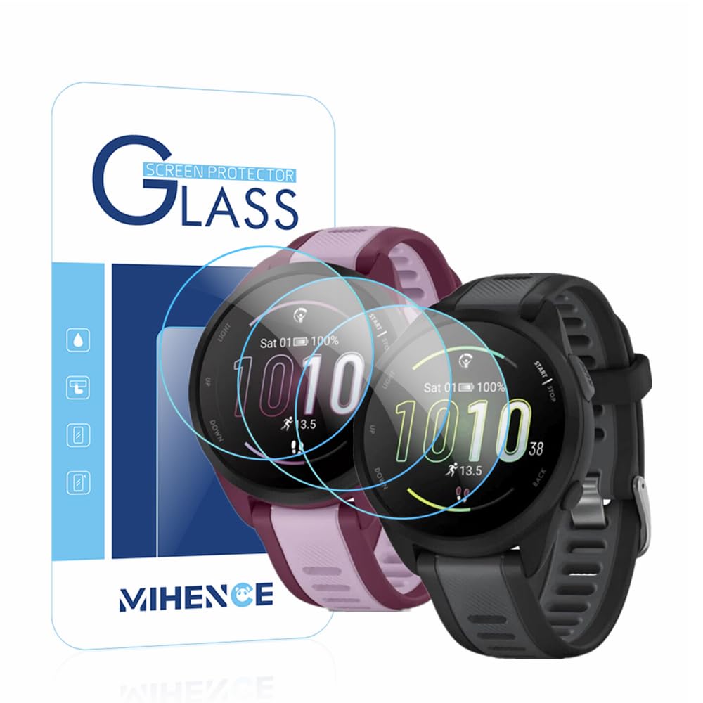 MIHENCE Screen Protector Compatible for Garmin Forerunner 165 Smartwatch,9H Tempered Glass Protective Film Compatible for Forerunner 165 Smartwatch (3PCS), transparent