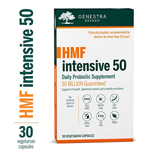 Genestra Brands - HMF Intensive 50 - Supports GI Health, Abdominal Comfort and Healthy Microflora* - 30 Vegetarian Capsules