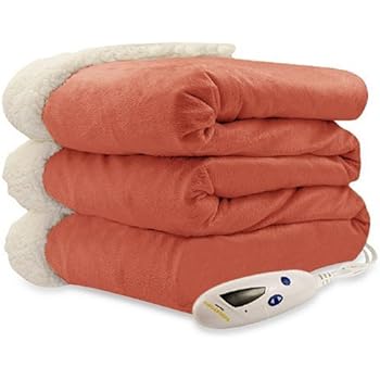 Biddeford 4480-9064114-719 Electric Heated Micro Mink/Sherpa Throw, 50-Inch by 62-Inch, Spice