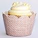 Cupcake Wrappers - Burlap Damask Wedding, Rustic Lace Bridal & Boho Baby Shower, Country Girl Princess Birthday Party Decorations, Reversible Neutral Gender Dessert Wraps (Beige, Yellow, 24 Count)