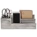 MyGift Rustic Whitewashed Gray Wood Desktop Pencil Cup/Pen Caddy and 2 Slot Letter Sorter Office Accessory Organizer Station