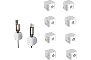 8 Pack Magnetic Cable Clips [Cable Smooth Adjustable] Cord Holder, Under Desk Cable Management, SHKI Adhesive Wire Holder Keeper Organizer for Home Office Desk Phone Car Wall Desktop Nightstand(White)