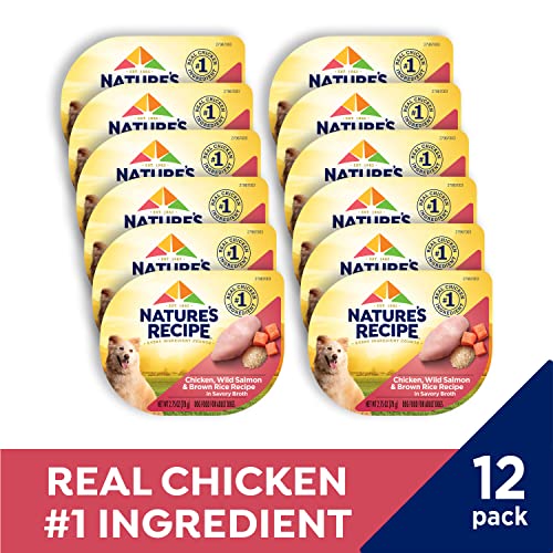 NATURE’S RECIPE WET DOG FOOD, CHICKEN & WILD SALMON IN BROTH RECIPE, 2.75 OUNCE CUP (PACK OF 12)