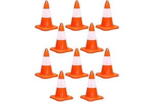 12.7 Inch Reflective Safety Cone | Flexible Parking Barrier Traffic Cone | Unbreakable PVC Cone - Orange | Field Marker Cone 