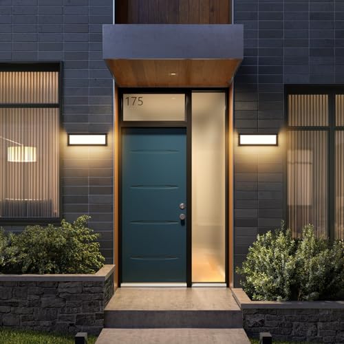 Coinmit 2 Pieces 36W LED Outdoor Wall Light, 3000K, 3500LM, IP65 Waterproof, Rectangular for Indoor and Outdoor, Balcony, Terrace, Black