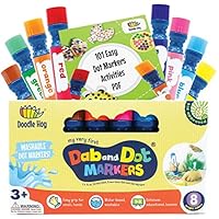 Washable 8 Colors Dot Markers Pack Set. Fun Art Supplies for Kids, Toddlers and Preschoolers. Non Toxic Arts and Crafts Supplies. Includes 200 Plus Fun Downloadable Coloring PDF Sheets (8 Pack)