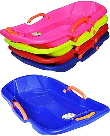 Bigbuyu Kids Outdoor Sport Snow Sled Winter Toboggan w/Rope, Grass Skiing, Sand Board, Plastic Sled w/Brake for Children Adults (Color Random)