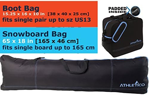 Athletico Padded Two-Piece Snowboard and Boot Bag Combo | Store & Transport Snowboard Up to 165 cm and Boots Up to Size 13 | Includes 1 Padded Snowboard Bag & 1 Padded Boot Bag 2 Athletico Padded Two-Piece Snowboard and Boot Bag Combo | Store & Transport Snowboard Up to 165 cm and Boots Up to Size 13 | Includes 1 Padded Snowboard Bag & 1 Padded Boot Bag