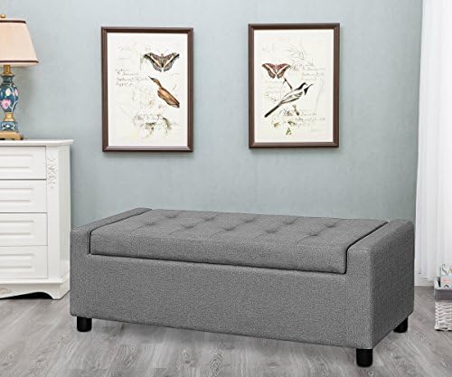 Harper Bright Design 52-inch Rectangular Storage Ottoman Tufted Bench Footrest Seat Large (Grey)