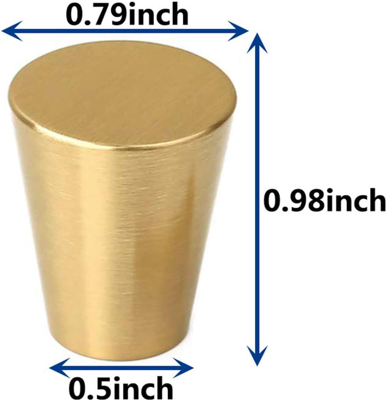 iHomestyle Circular Truncated Cone Shape Heavy Duty Solid Brass Gold Decorative Cabinet Knobs Pure Copper Kitchen Hardware Cupboard Drawer Handle Dresser Pull Set of (12 Brass Gold) - Image 3