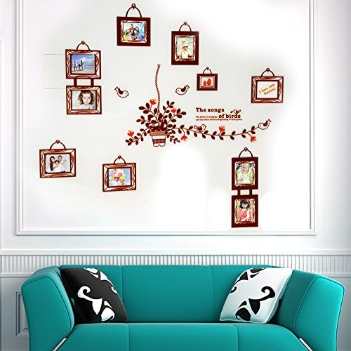 Removable DIY Photo Picture Frames Bookshelf Birds Flower Vine Living Room Gallery Office Study Room Wall Décor Decal Stickers (Flower)