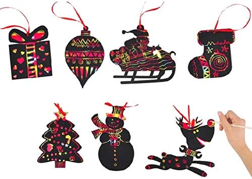 Oteshina 2019 7pcs Set Christmas Scratch Cards Paper Coloring Kid