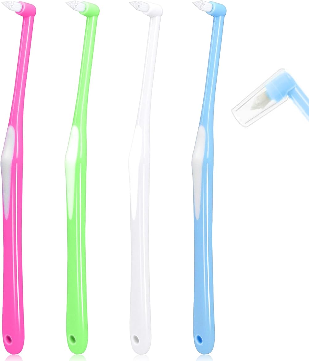 Sularpek 4 Pcs Interspace Toothbrushes with Covers Compact Soft Tufted
