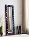 Kings Brand Furniture - Modern Upholstered Tufted Standing Floor Mirror, Blue