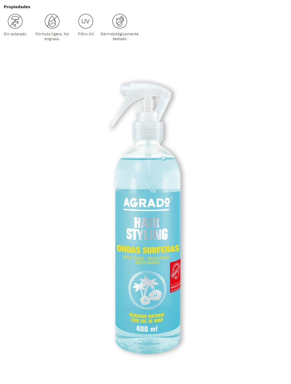 Surfer Waves Saltwater Hair Spray Natural Curly 400 ml Agrado