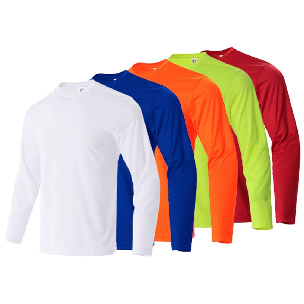 Photo 1 of Facitisu 5 Pack Men Long Sleeve T Shirts Quick Dry Athletic Running Activewear Workout Performance Tee Shirts 3XL