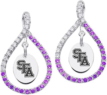 Stephen F Austin State Lumberjacks Sterling Silver and Purple Cz Figure 8 Style Earrings