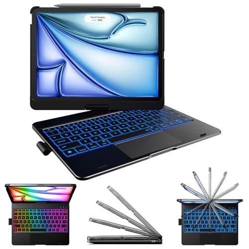 typecase Touch Keyboard Case for iPad Air 11"(M4/M3/M2, 2026/2025/2024) & Pro 11“, Air 5&4 - Multi-Touch Trackpad, 360° Rotatable, 11 Color Backlight, Thin & Light, Black