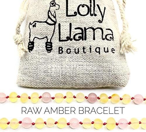 Raw Amber Teething Bracelet for Babies (Unisex) Teething Pain Relief - Certified Genuine Baby Baltic Amber Necklace Honey Rose (Bracelet)