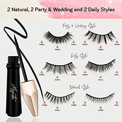 2021 Upgraded Magnetic Eyelashes With Eyeliner Kit, 6 Pairs Reusable Magnetic Lashes with 1 Tube of Waterproof Magnetic Eyeliner, Easy to Wear, Fit & Comfortable, No Glue Needed