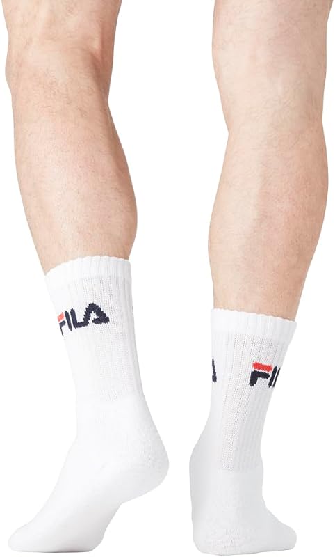 Calzini Uomo Tennis Set di 6 Calze Sportive Uomo Tessitura con Imbottiti e Traspiranti, Bianchi, Taglie 39/42