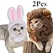 2 Pack Lion Mane Wig Costume for Cat Costume Bunny Rabbit Hat Headwear with Ears Pet Cosplay Dress up Halloween Party Costume Accessories for Cats & Small Dogs