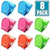 8Pack Magnetic Metal Clips Refrigerator Whiteboard Wall Fridge Magnetic Memo Note Clips Magnets Metal Clip