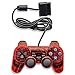 ElementDigital PS2 Controller Wired Game Gaming, Transparent Red Wired Game Pad Gamepad Console Joypad Controller Joysticks for PlayStation 2