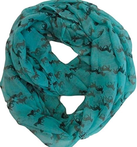 Shalu Circle Infinity Scarf with Animal Print for Horse Lovers (Teal)