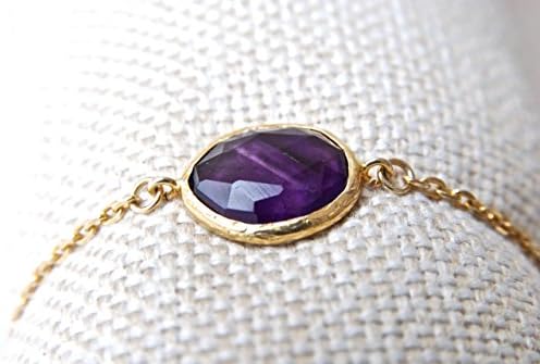 Amathyst Pendant With Sterling Silver Bracelet, Gold Plated,100% handmade product