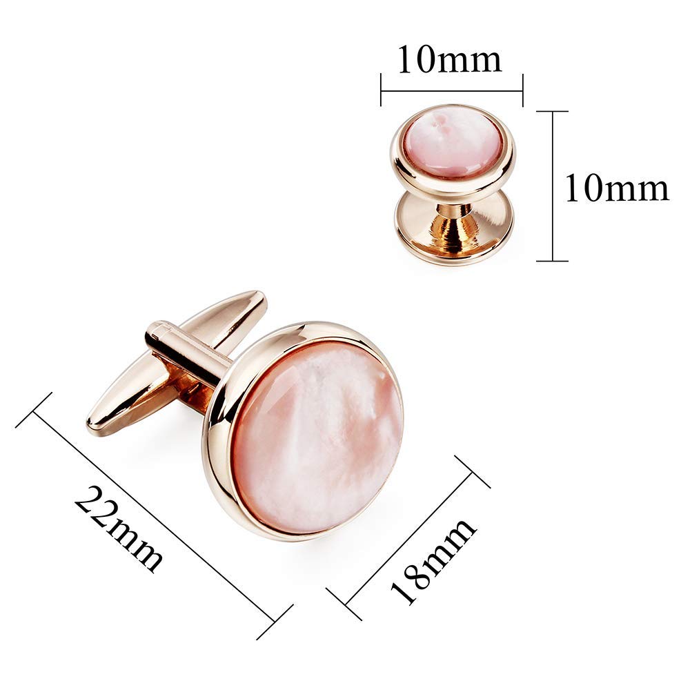 HAWSON Cufflinks and Tuxedo Studs Set for Men with Gift Box, Mother-of-Pearl Cuff links for French Cuff Shirt and Dress Shirt, Suitable for Wedding, Birthday, Party