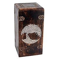 Fine Craft India Decorative Cremation Urn for Human Ashes - Adult Funeral Urn Handcrafted - Affordable Urn for Ashes - Large Urn Deal Height: 12" Length: 6" Width: 6"