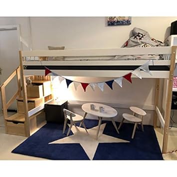 Dannenfelser Multifunktions Hochbett Benson Skandinavisches Design Bett Mit Treppenregal Kinderhochbett Massivholz Birke Weiss Natur 90x200cm Hohe 144cm Kinderbett Mit Lattenrost 15560 Amazon De Baby