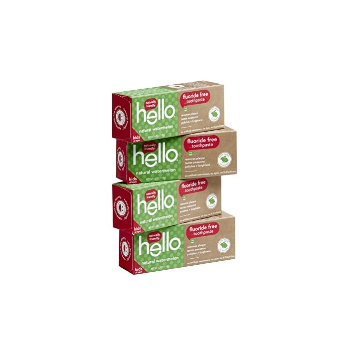 Hello Oral Care SLS Free Fluoride Toothpaste for Kids Age 2 Above, Bubble Gum, 4 Count