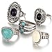 Susenstone 5pcs/Set Women Bohemian Vintage Silver Stack Rings, Above Knuckle Blue Rings Set