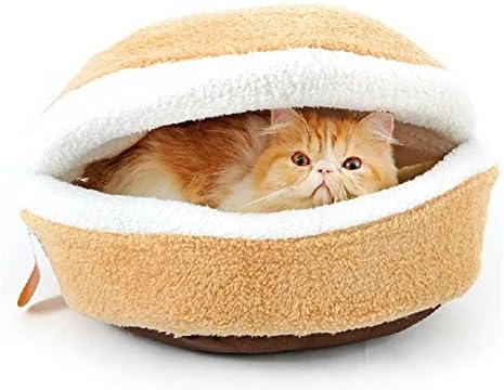UpToYou Pet Bed Cave Hamburger Style Detachable and Washable