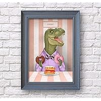 Tyrannosaurus Rex Poster Doughnuts Print Kitchen Dining Art Decor Artwork.