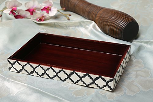 Handicrafts-Home-Towel-Tray-for-Bathroom-Vanity-Organizer-Makeup-Beauty-Products-Holder-Handmade-10x6-Inches-Black-White