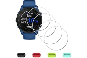 iDaPro [4 Pack] Screen Protector for Garmin Forerunner 255/255 Music 46mm Smartwatch + Silicone Anti-dust Plugs Tempered Glass Anti-Scratch Bubble-Free