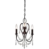 Minka Lavery 3138-284 Mini Candle Crystal Chandelier Lighting, 3-Light, 180 Watts, Vintage Bronze (12"W x 17"H)