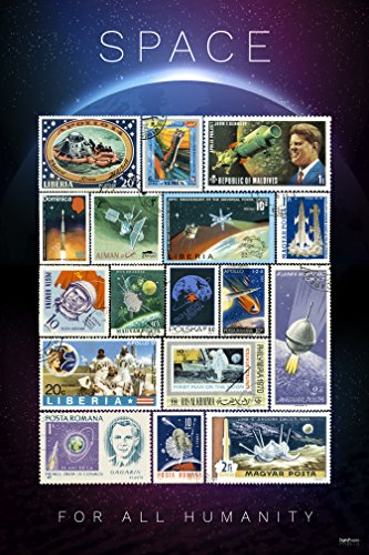 The Golden Age of Space - Rare Vintage Space Stamps Poster - International Edition. (Unframed 24'x36') - Exclusive Design! Certified Printed by DigitalFusion - 200 year Archival inks in the U.S.A