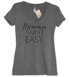 IYD Clothing - Mommin Ain't Easy Gray Soft Tri-Blend Women's V Neck Shirt