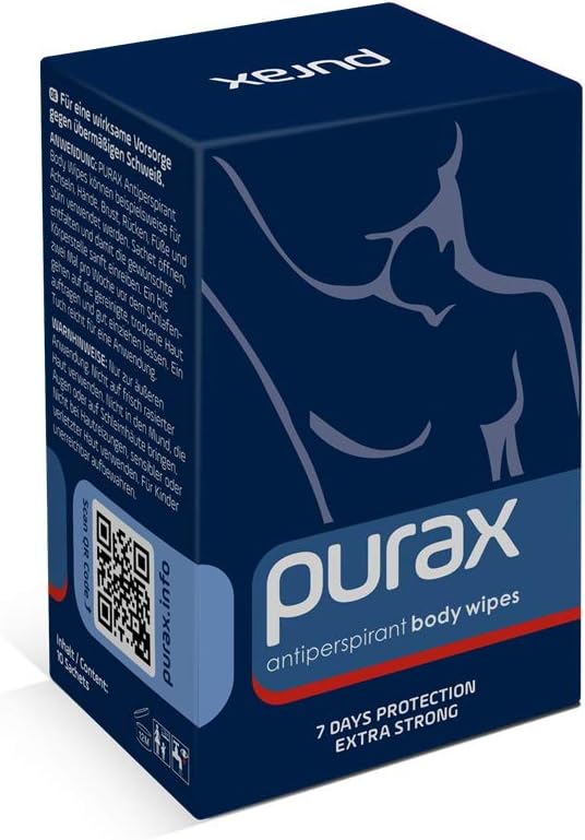 PURAX Antiperspirant Body Wipes 7 days protection, extra strong 10