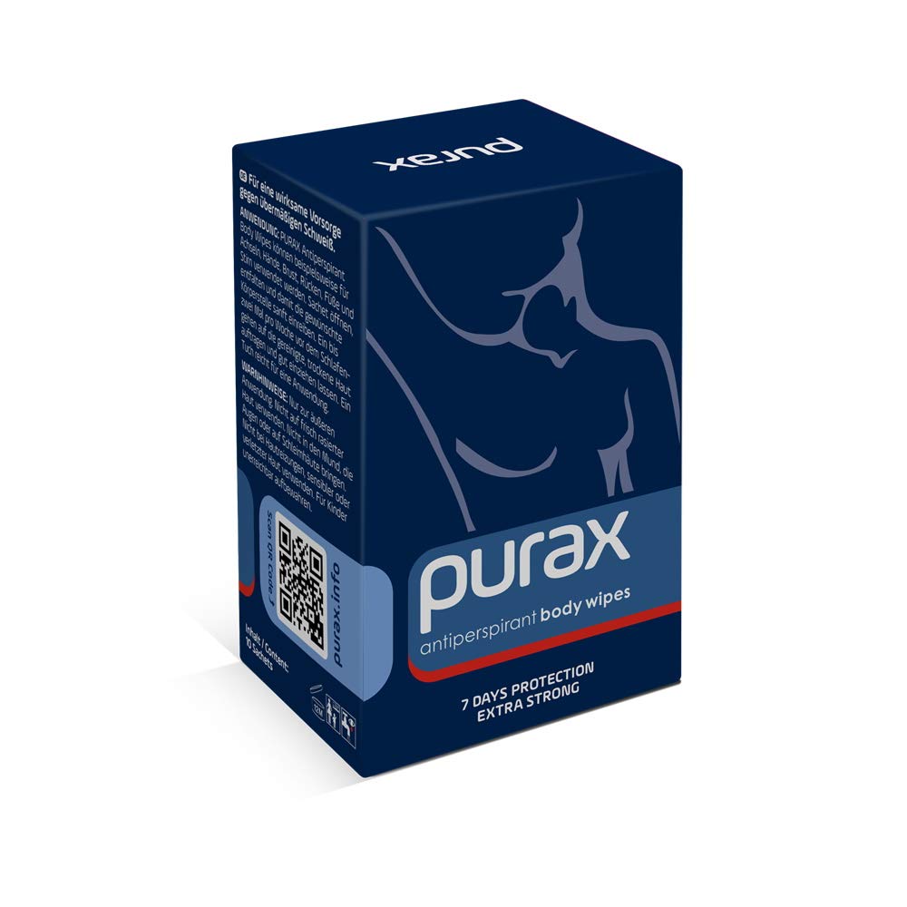 PURAX Anti-Perspirant Body Wipes 7 Day Protection Extra Strong 80 g Blue