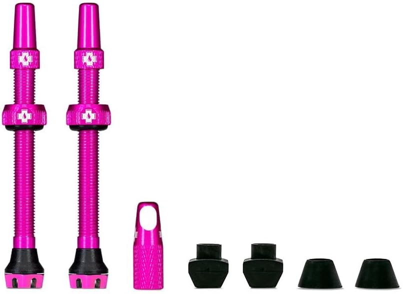 Muc-Off Tubeless Valves V2 7075 Aluminium Presta Pink 44mm with Core Tool