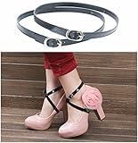 Camix Women's Detachable PU Leather Shoe Straps,High Heels Anti-loose Shoelace Accessories (black)