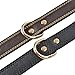 Genuine Leather Dog Collar with Alloy Buckle and Double D Rings (Medium, Brown)